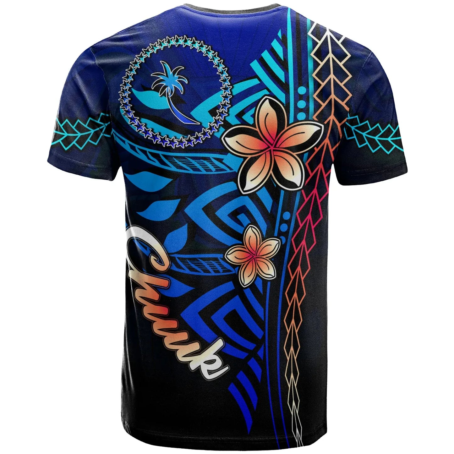Chuuk Custom Personalised T-Shirt Blue - Vintage Tribal Mountain