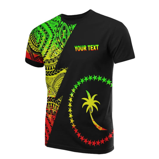 Chuuk Custom Personalised T-Shirt - Chuuk Flag Micronesian Pattern Reggae