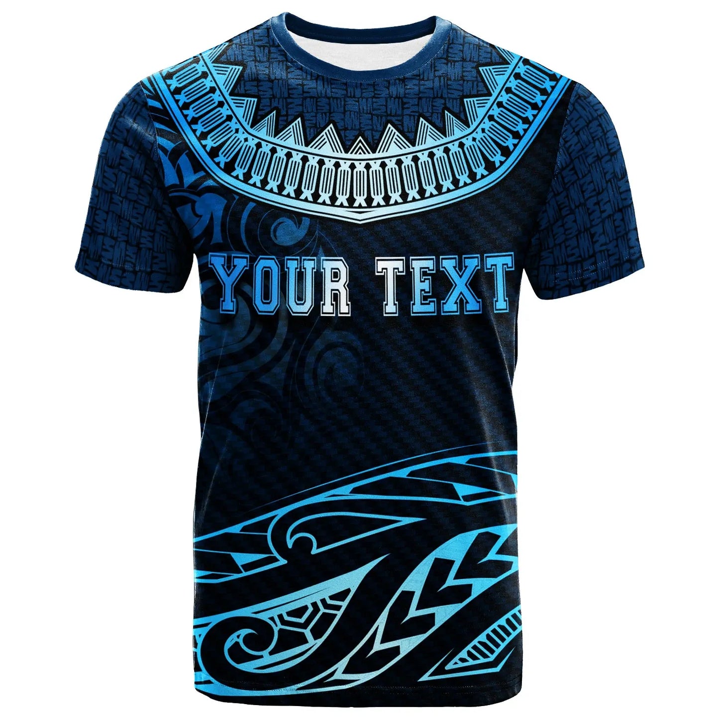 Chuuk Custom Personalised  T-Shirt - Serrated Pattern Blue Color