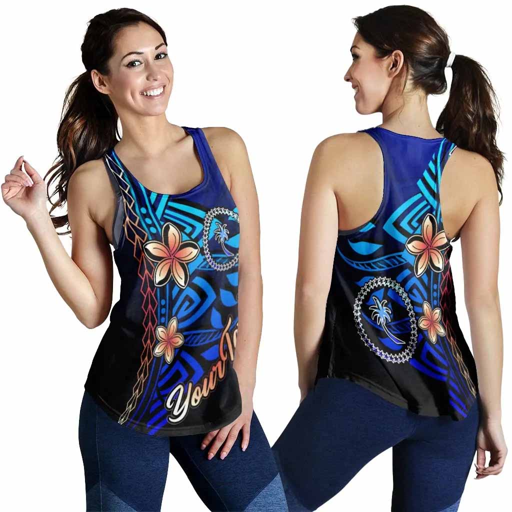 Chuuk Custom Personalised Women Racerback Tank - Vintage Tribal Mountain