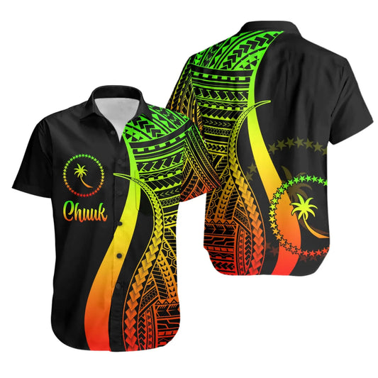 Chuuk Short Sleeve Shirt - Reggae Polynesian Tentacle Tribal Pattern
