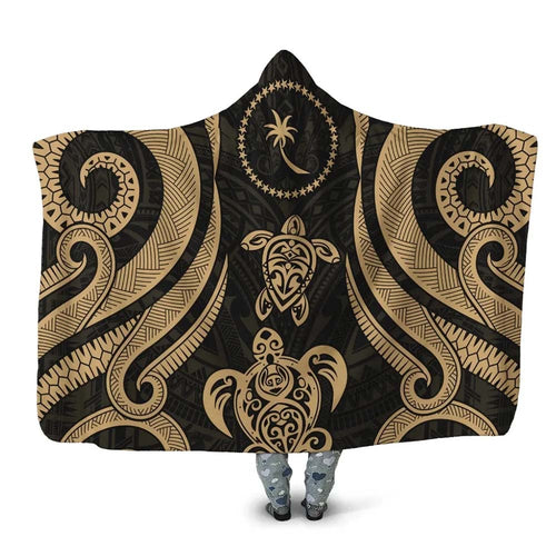 Chuuk Hooded Blanket - Gold Tentacle Turtle