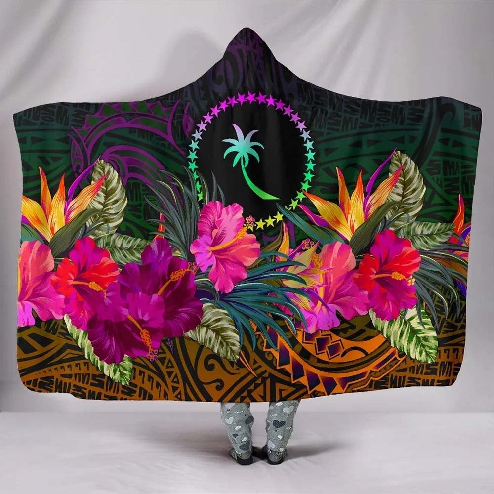 Chuuk Hooded Blanket - Summer Hibiscus
