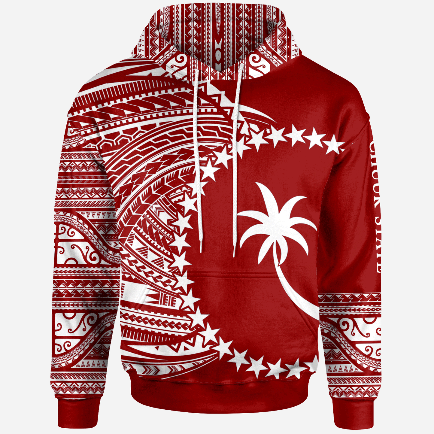 Chuuk Hoodie - Micronesia White Red Patterns With Coat Of Arms