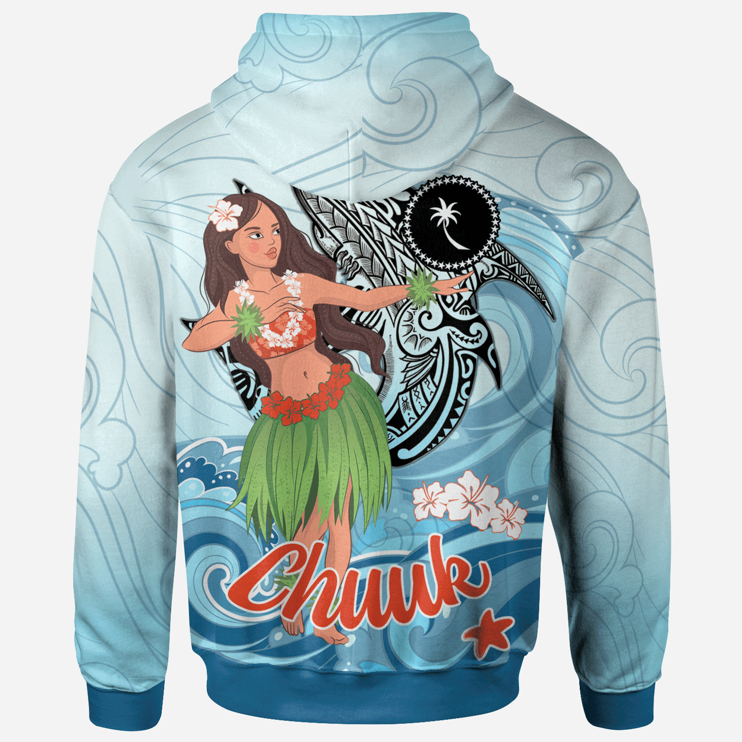 Chuuk Hoodie - Polynesian Girls With Shark