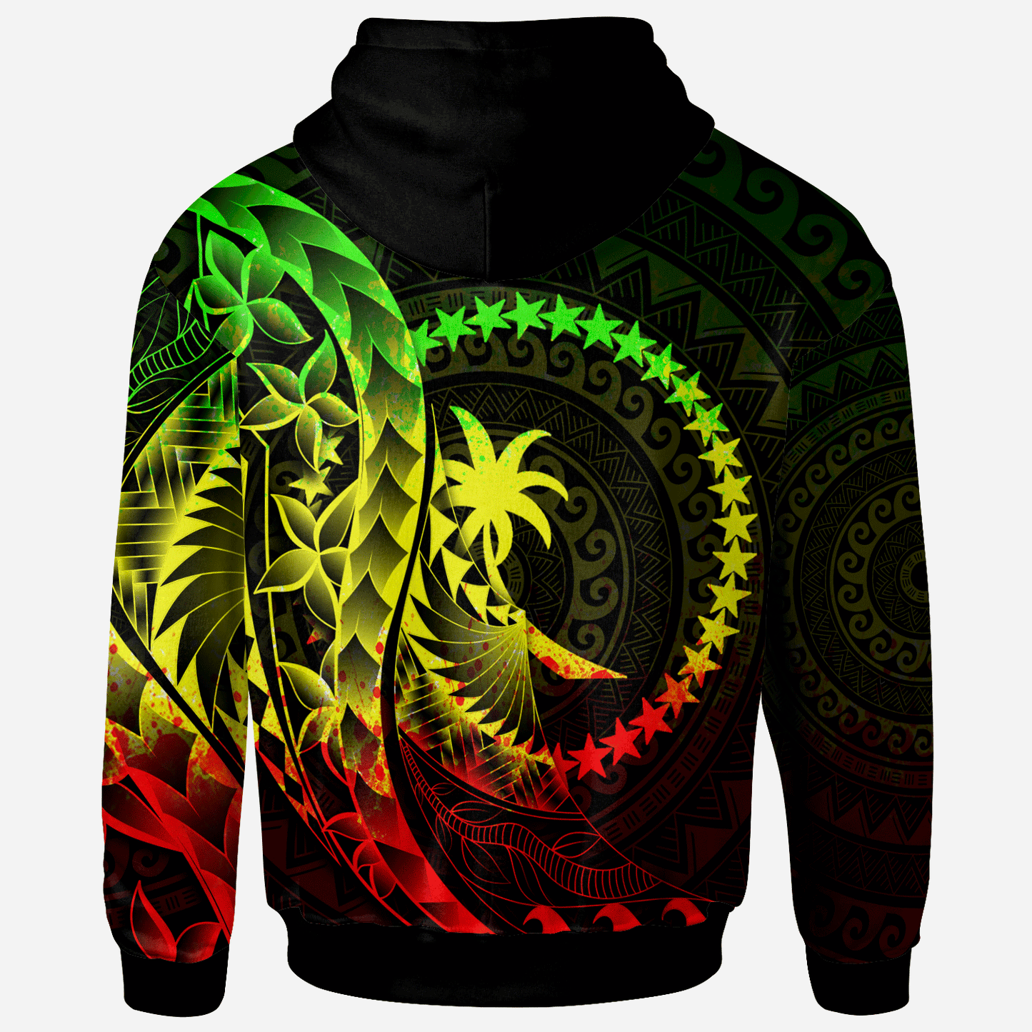 Chuuk Hoodie - Polynesian Pattern Style Reggae Color