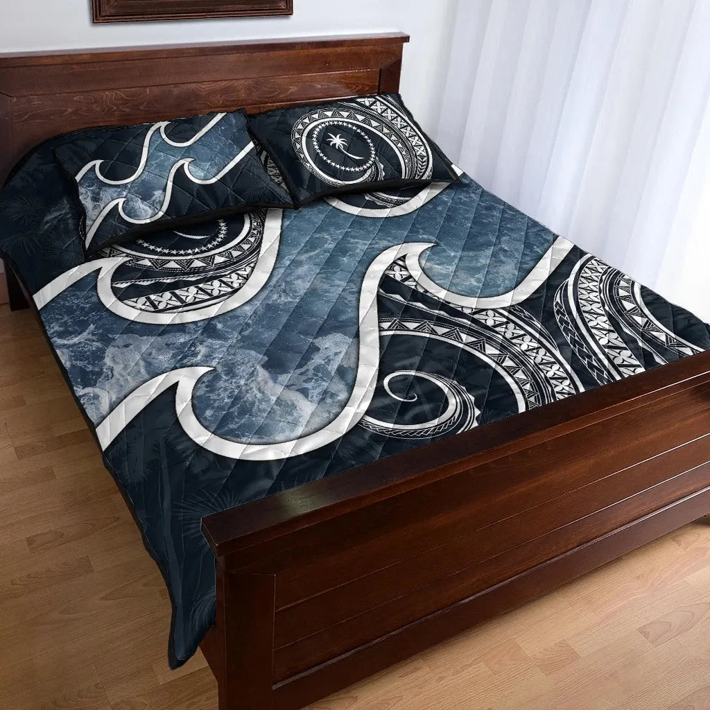 Chuuk Islands Polynesian Quilt Bed Set - Ocean Style