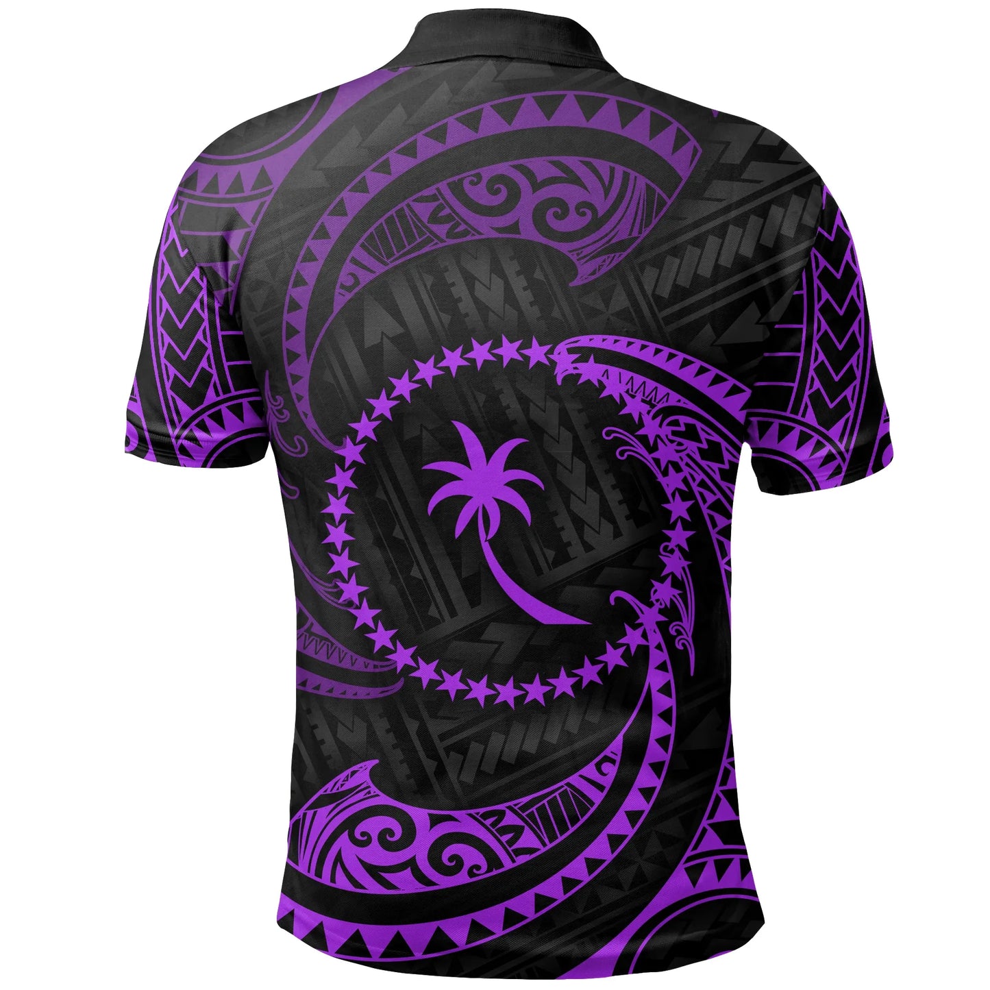 Chuuk Micronesia Custom Personalised Polo Shirt - Purple Tribal Wave
