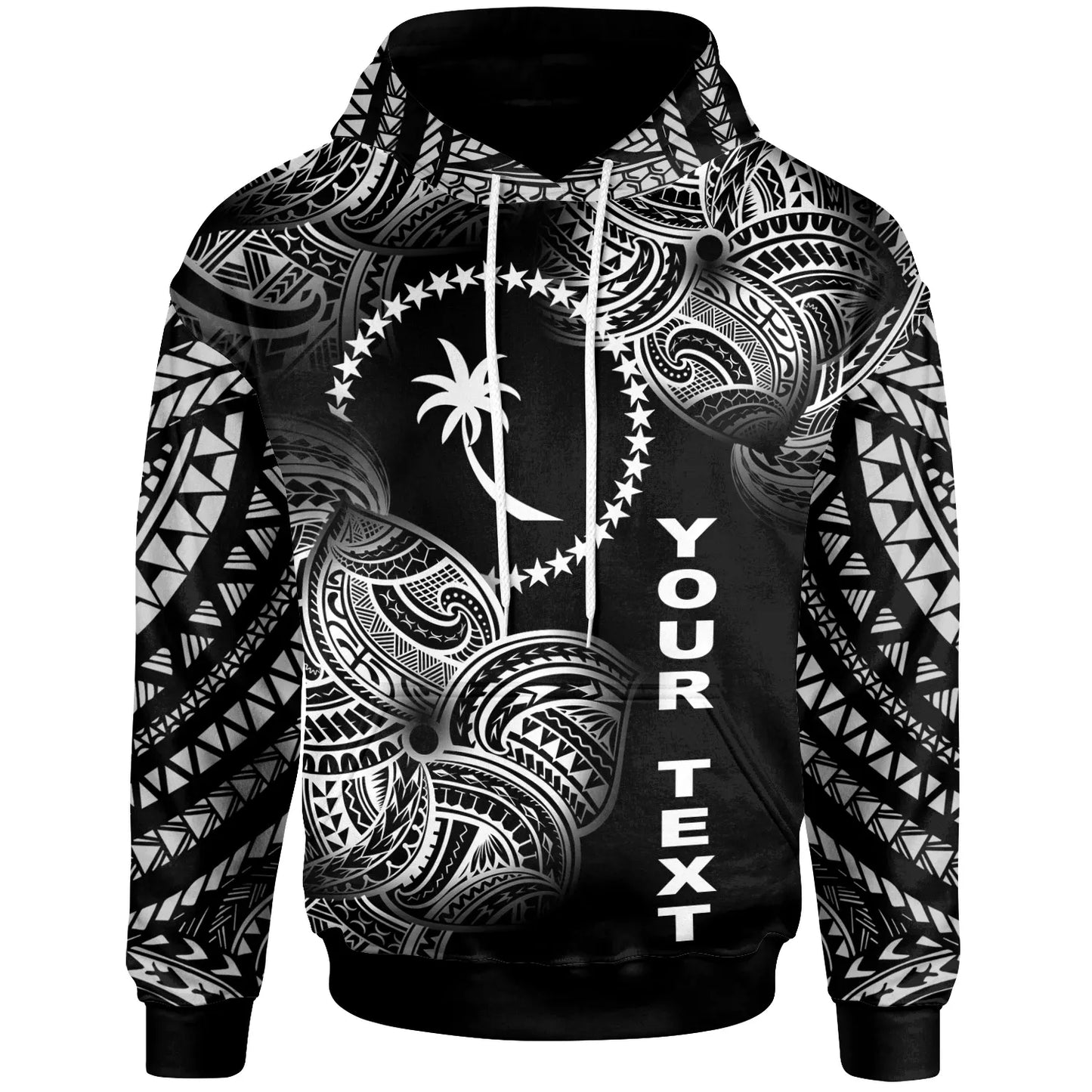 Chuuk Micronesia Custom Personalized Hoodie - Chuuk Tribal Flower White