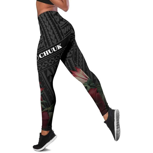 Chuuk Micronesia Legging - Tropical Vintage Hibiscus