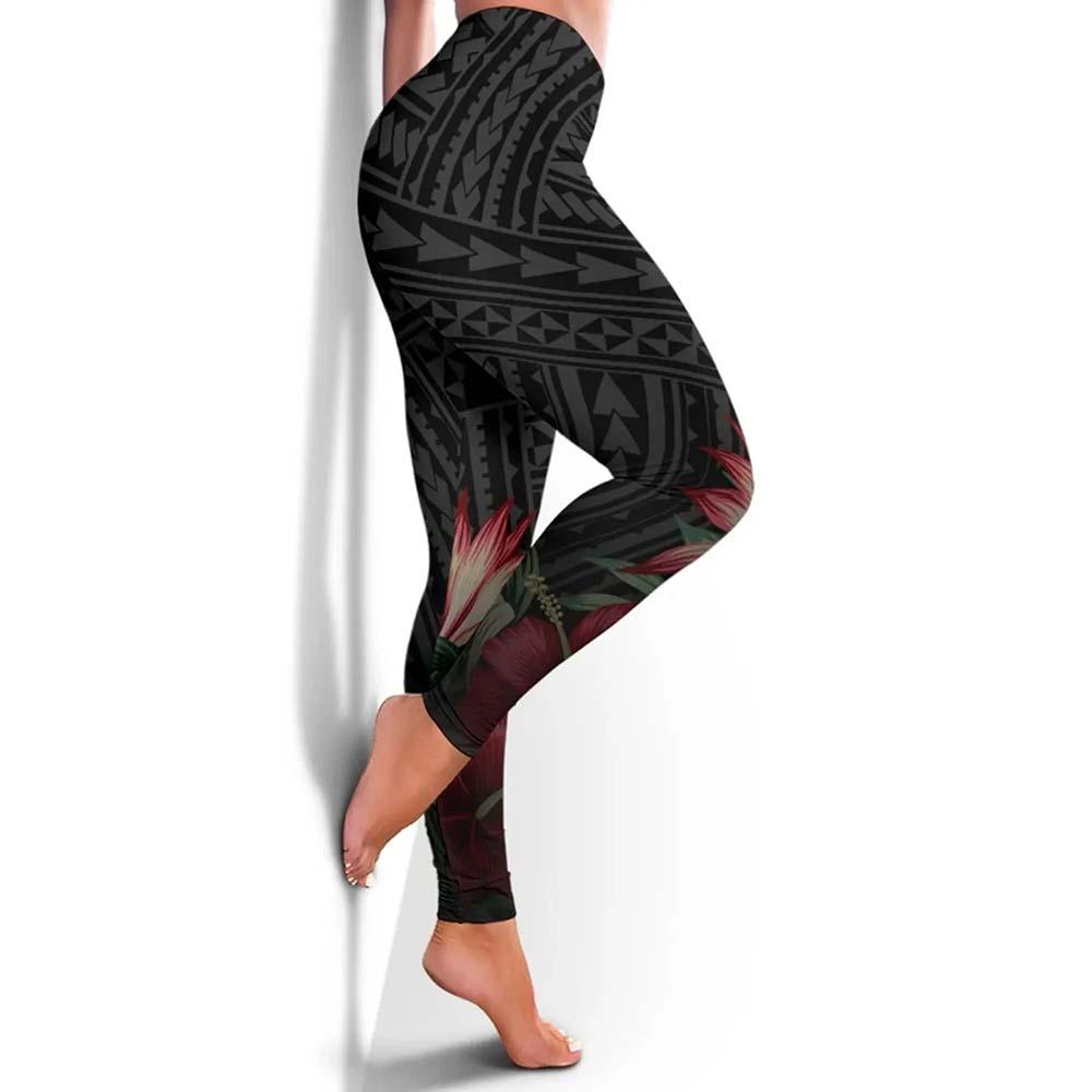 Chuuk Micronesia Legging - Tropical Vintage Hibiscus