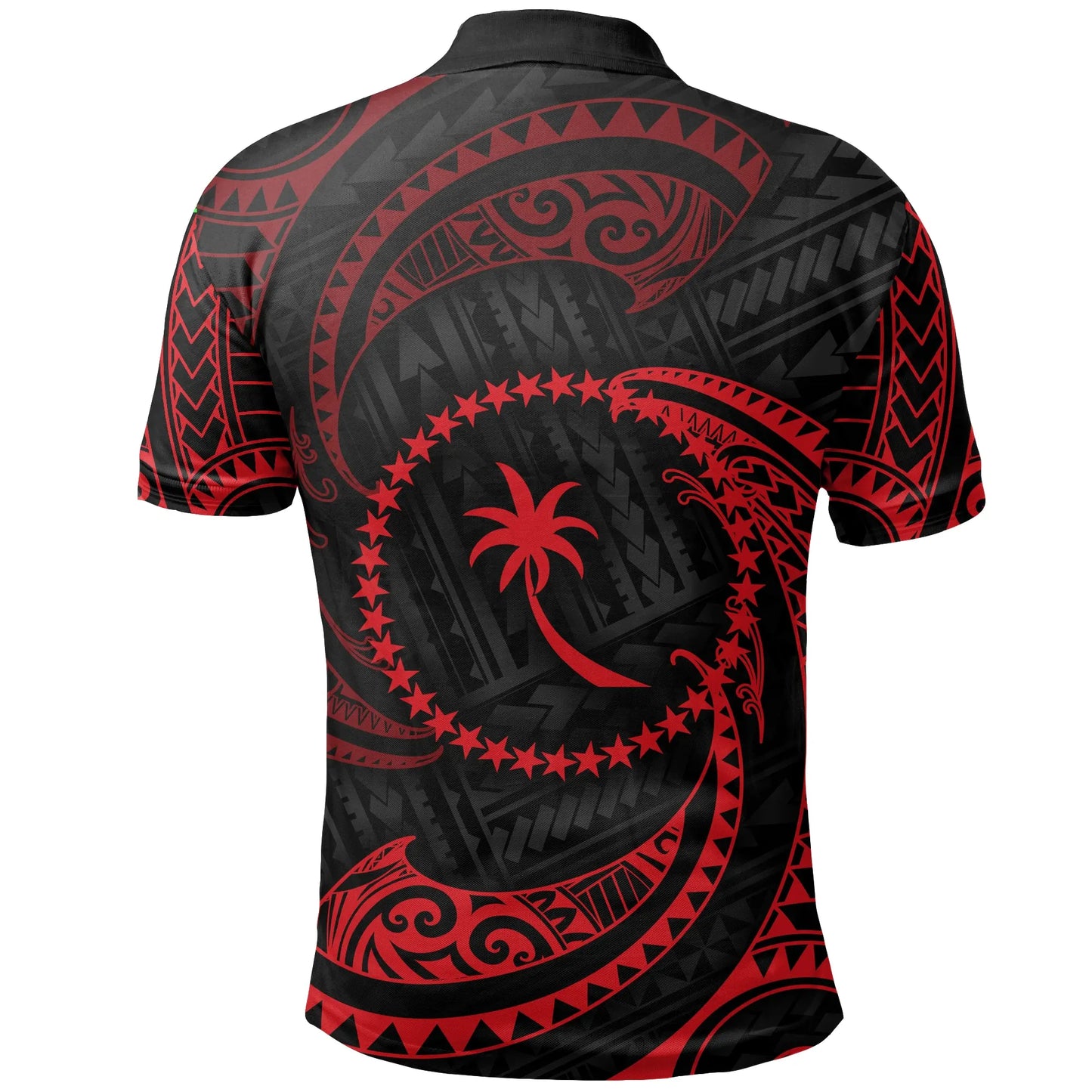 Chuuk Micronesia Polo Shirt - Red Tribal Wave