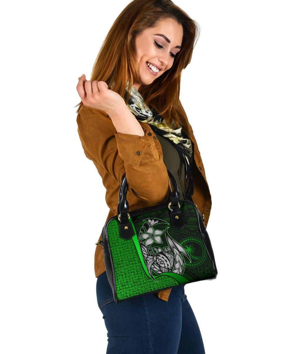 Chuuk Micronesia Shoulder Handbag Green - Turtle With Hook