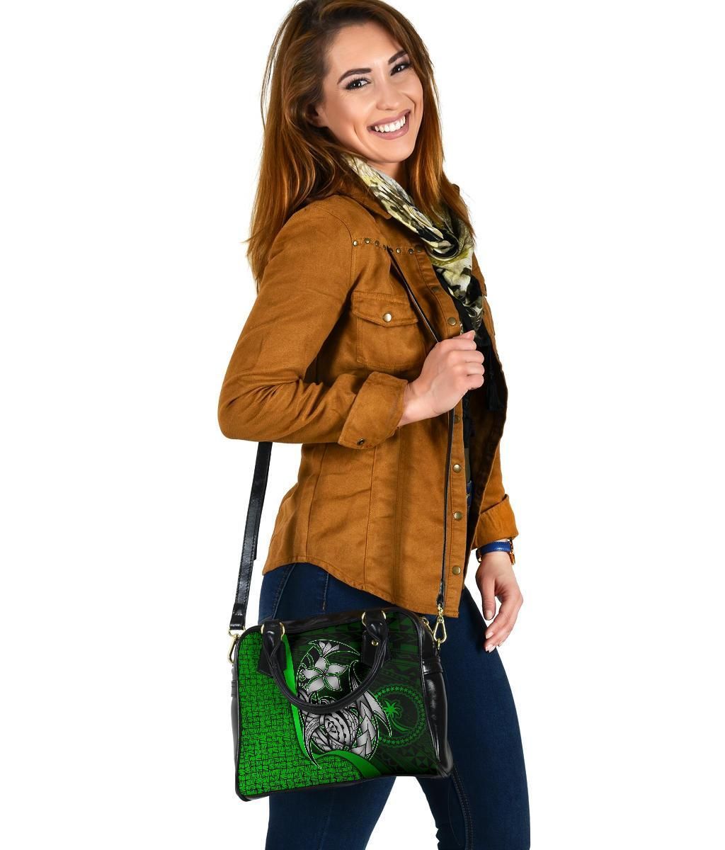 Chuuk Micronesia Shoulder Handbag Green - Turtle With Hook