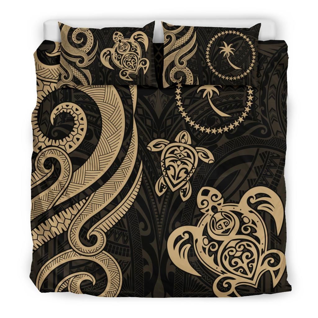 Chuuk Micronesian Bedding Set - Gold Tentacle Turtle