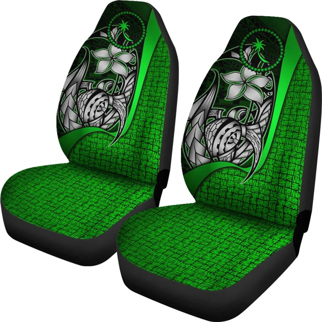 Chuuk Micronesian Car Seat Covers Green - Turtle With Hook