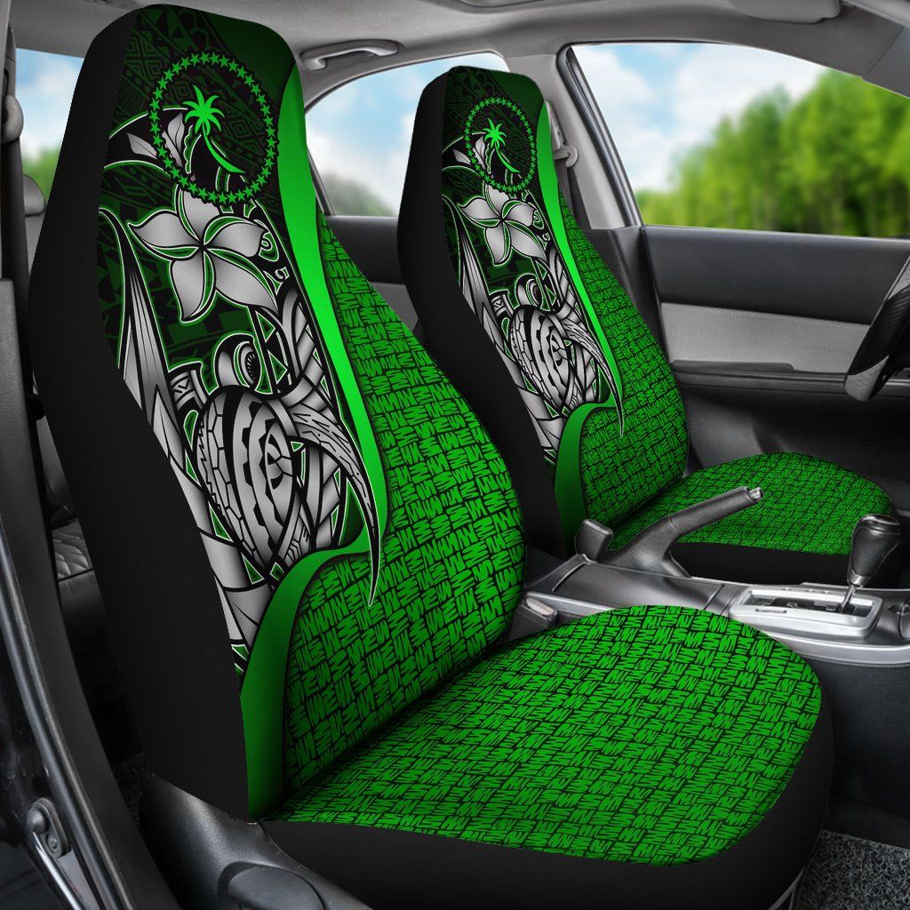 Chuuk Micronesian Car Seat Covers Green - Turtle With Hook