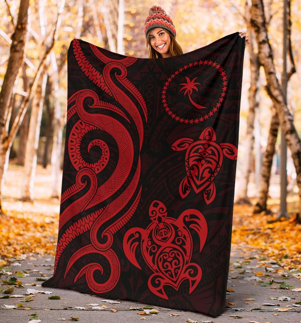 Chuuk Micronesian Premium Blanket - Red Tentacle Turtle