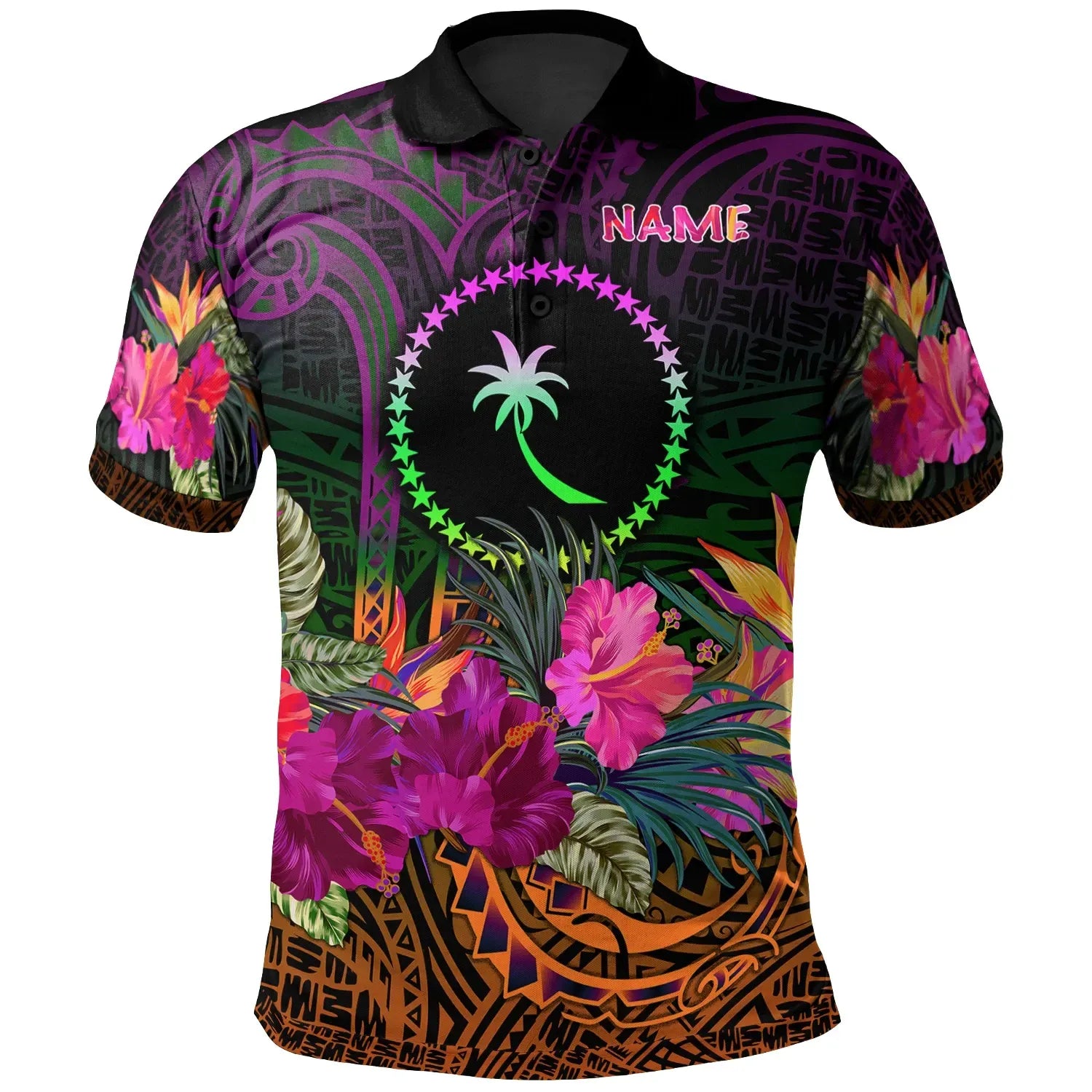 Chuuk Personalised Polo - Summer Hibiscus