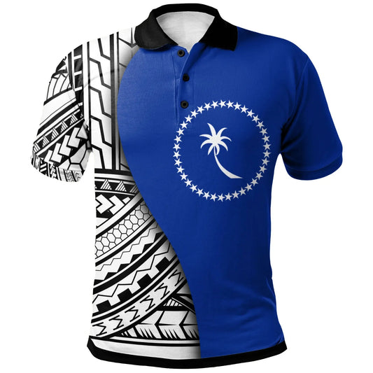Chuuk Polo Shirt - Coat Of Arm and Polynesian Patterns