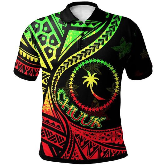 Chuuk Polo Shirt - Plumeria Flowers Reggae Version