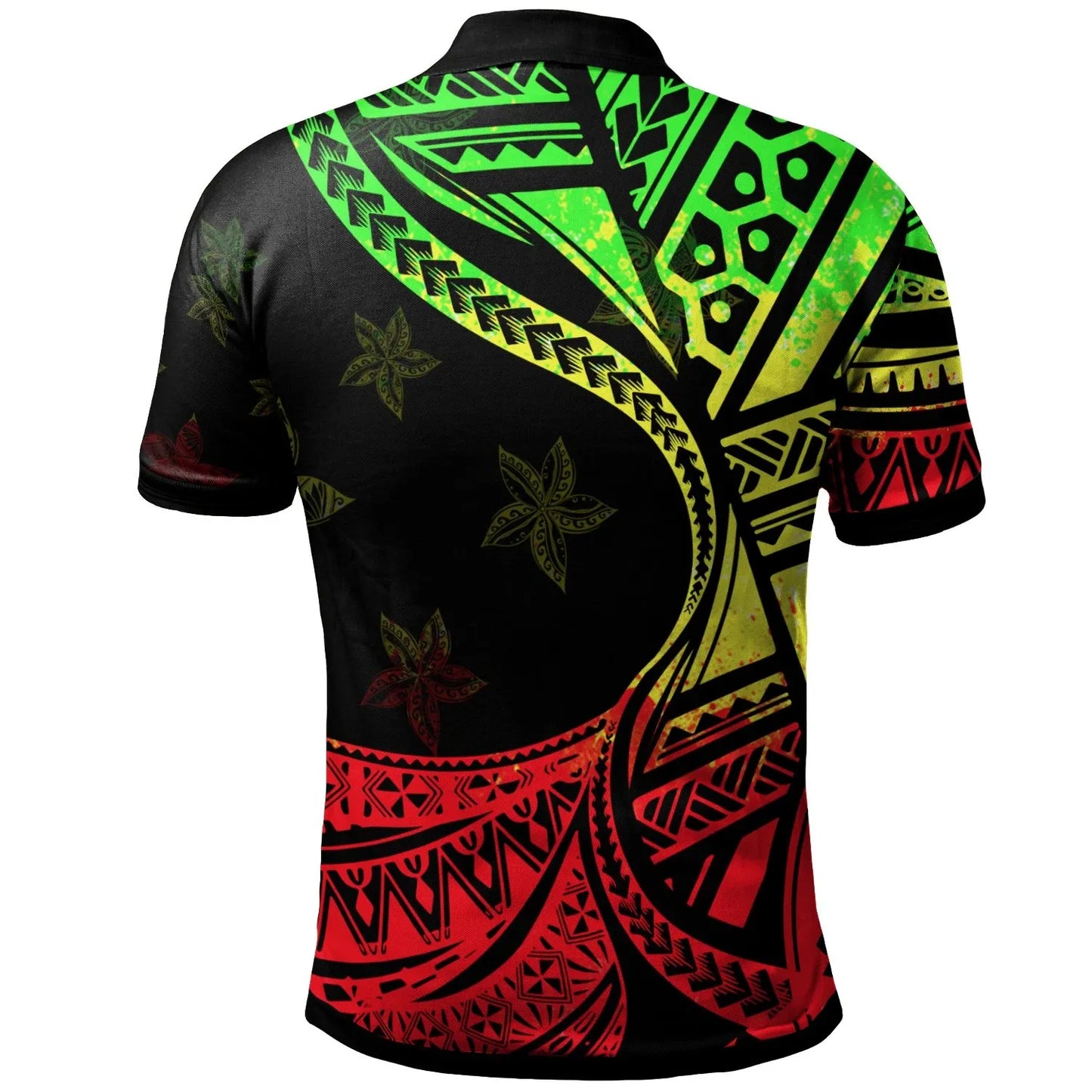 Chuuk Polo Shirt - Plumeria Flowers Reggae Version