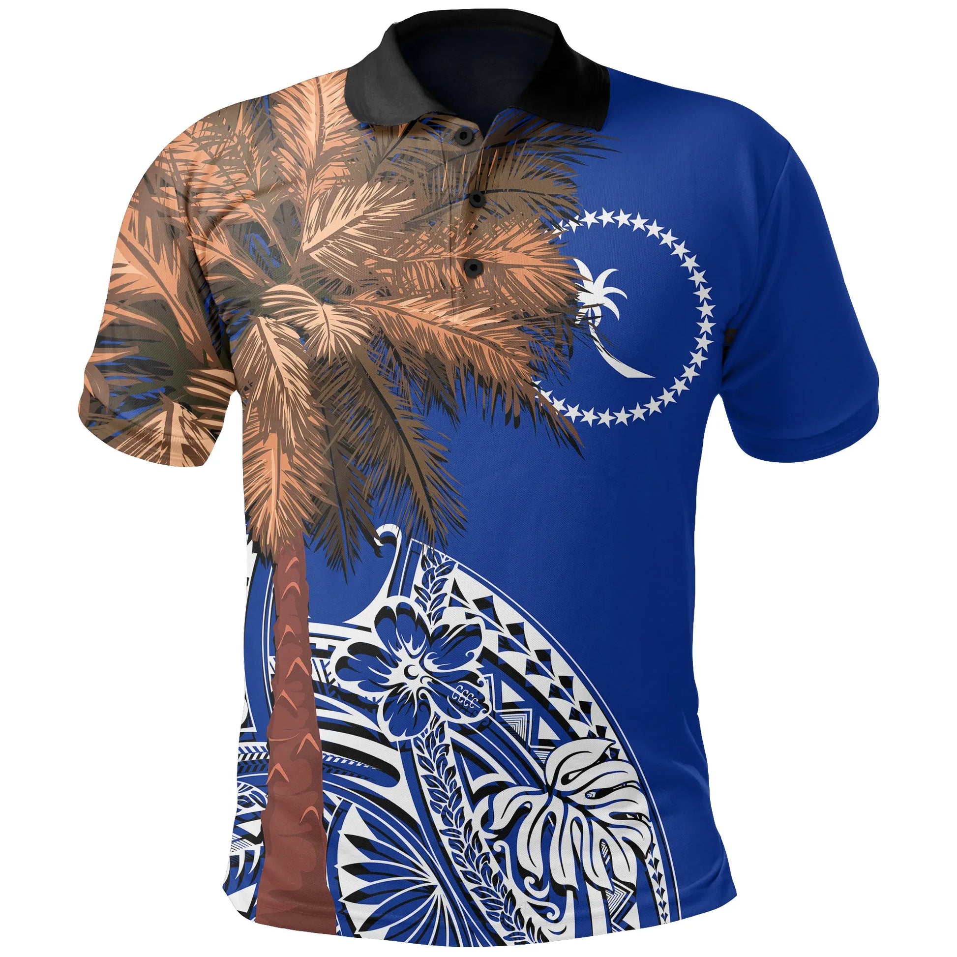 Chuuk Polo Shirt - Polynesian Palm Tree Flag