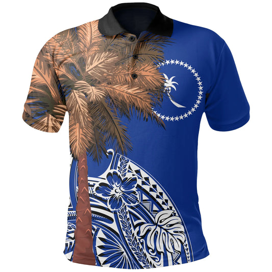Chuuk Polo Shirt - Polynesian Palm Tree Flag