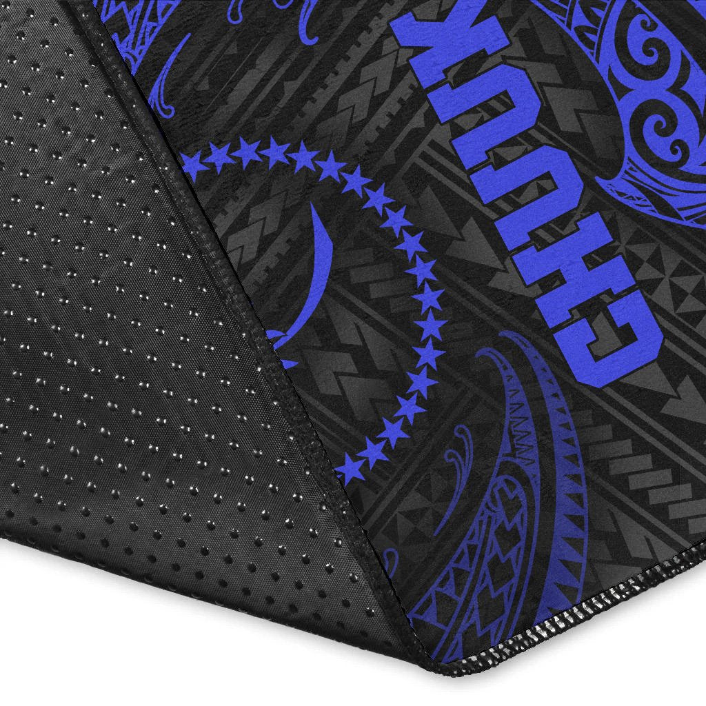 Chuuk Polynesian Area Rug - Blue Tribal Wave