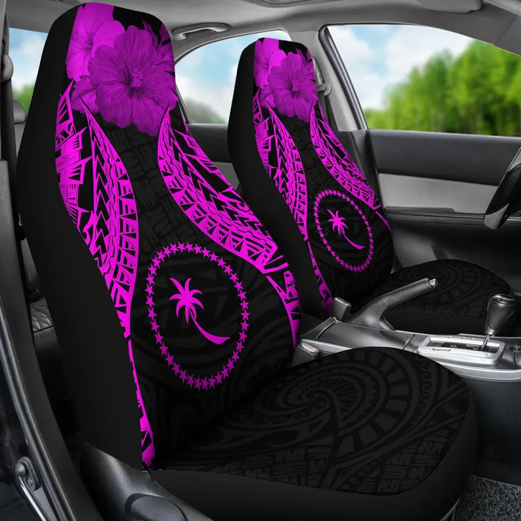 Chuuk Polynesian Car Seat Covers Pride Seal And Hibiscus Pink