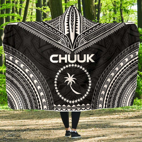 Chuuk Polynesian Chief Hooded Blanket - Black Version