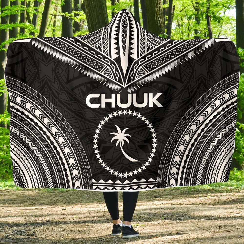 Chuuk Polynesian Chief Hooded Blanket - Black Version