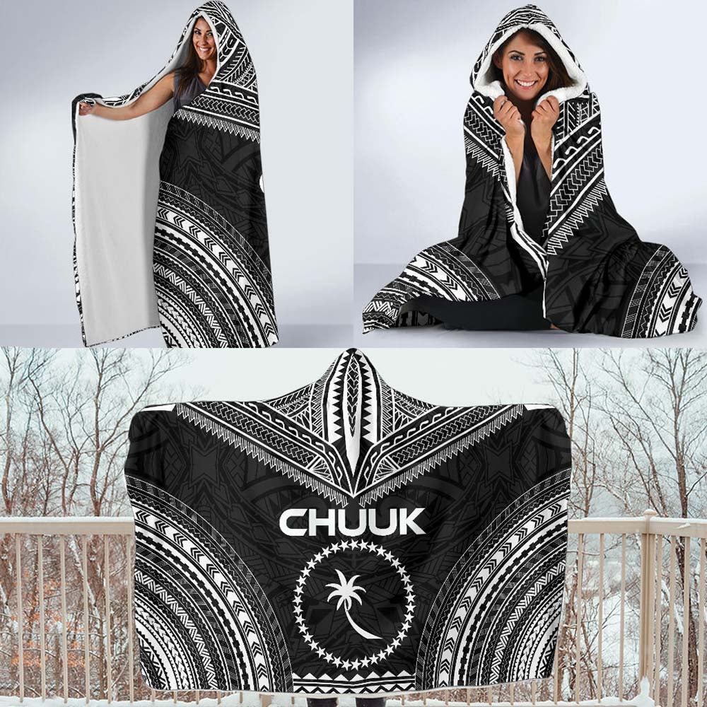 Chuuk Polynesian Chief Hooded Blanket - Black Version