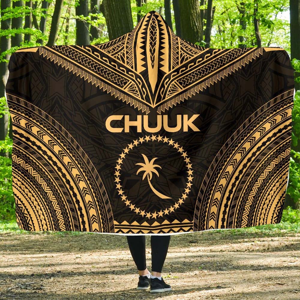 Chuuk Polynesian Chief Hooded Blanket - Gold Version