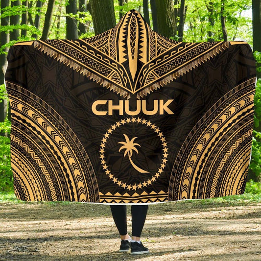 Chuuk Polynesian Chief Hooded Blanket - Gold Version