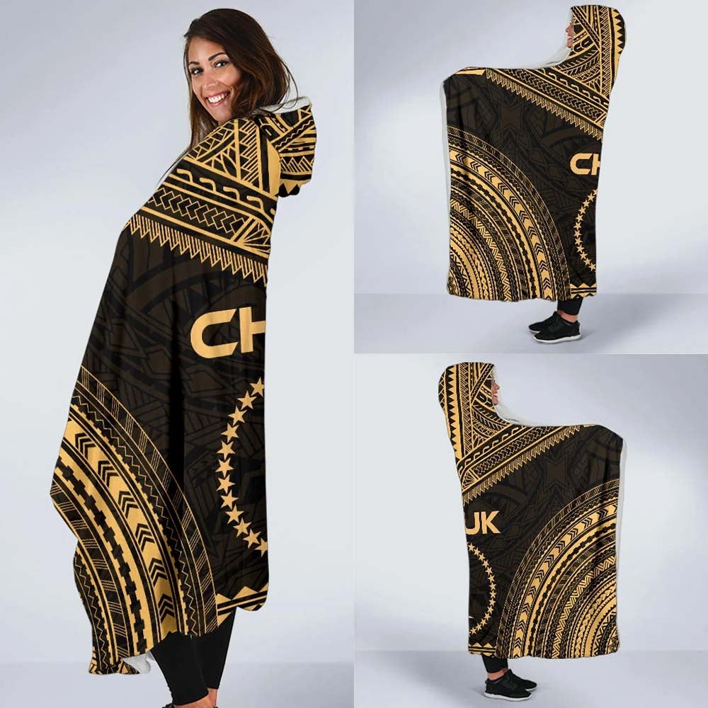Chuuk Polynesian Chief Hooded Blanket - Gold Version