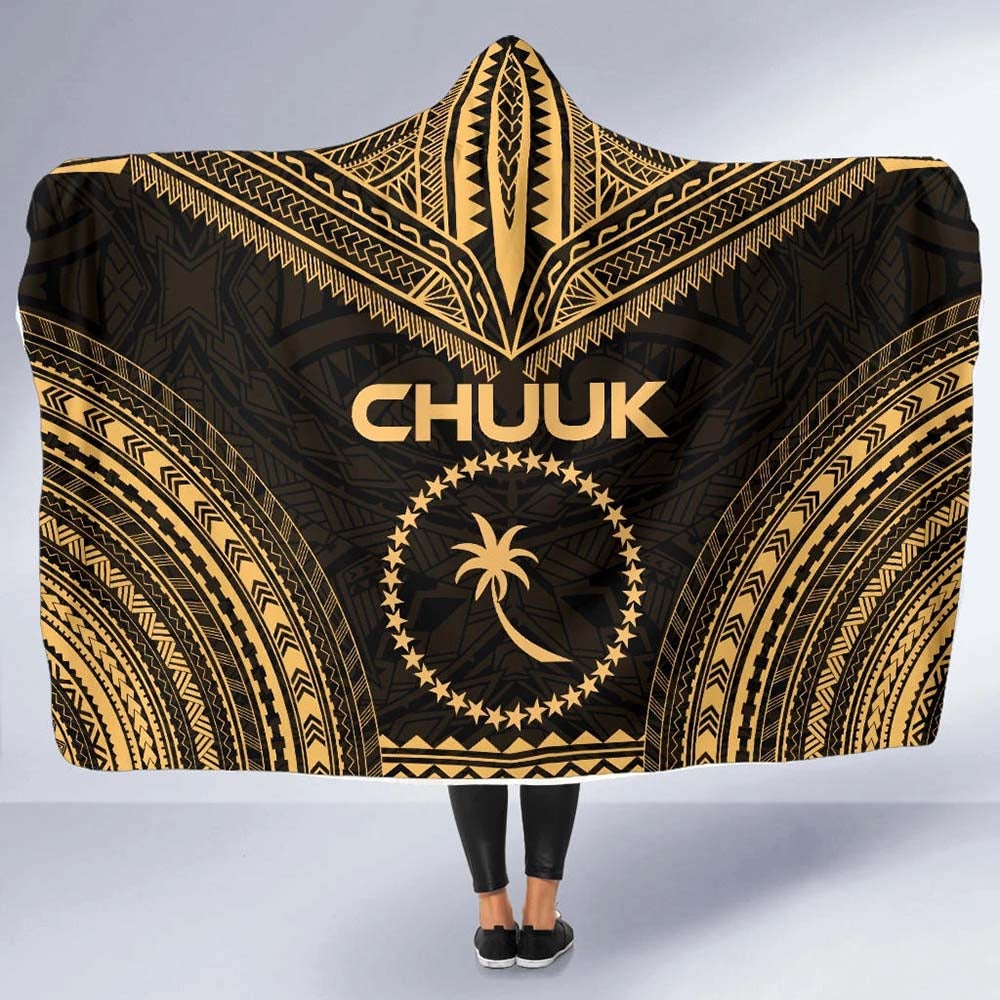 Chuuk Polynesian Chief Hooded Blanket - Gold Version