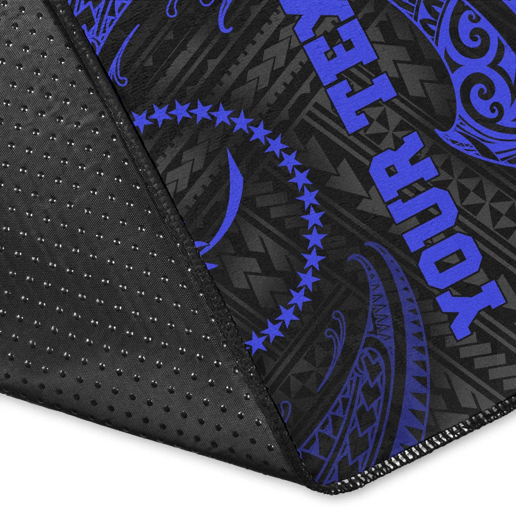 Chuuk Polynesian Custom Personalised Area Rug - Blue Tribal Wave