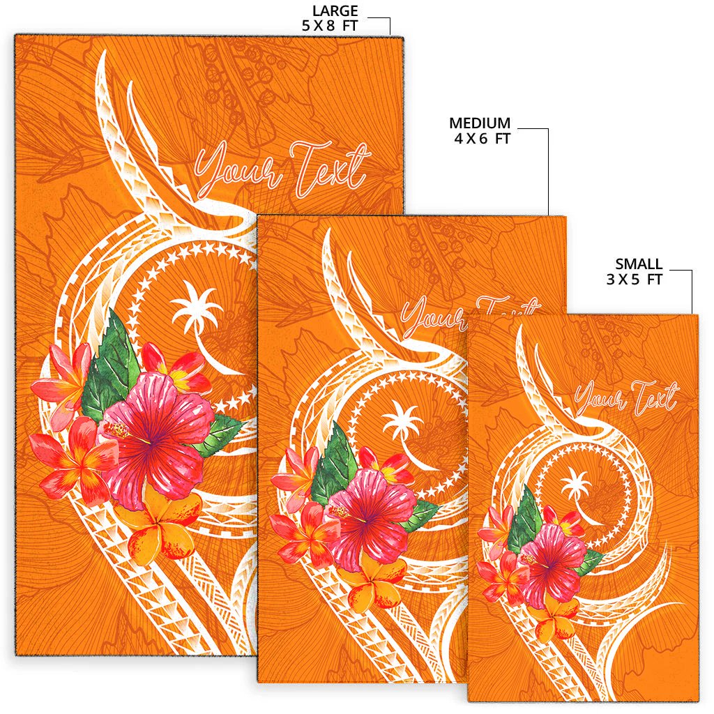 Chuuk Polynesian Custom Personalised Area Rug - Orange Floral With Seal