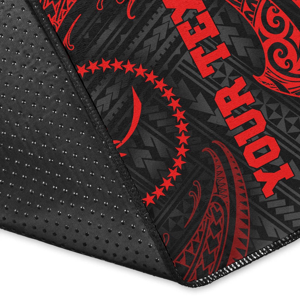 Chuuk Polynesian Custom Personalised Area Rug - Red Tribal Wave