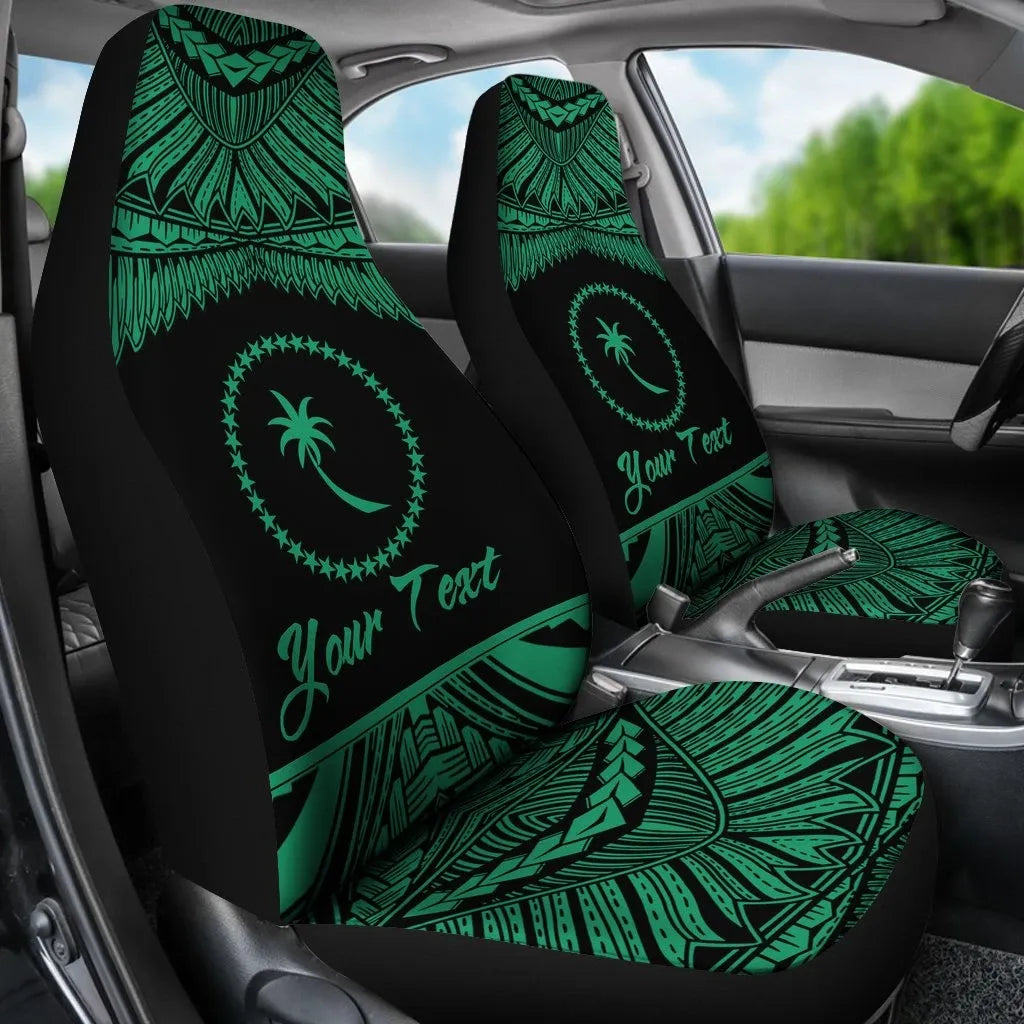 Chuuk Polynesian Custom Personalised Car Seat Covers - Pride Green Version