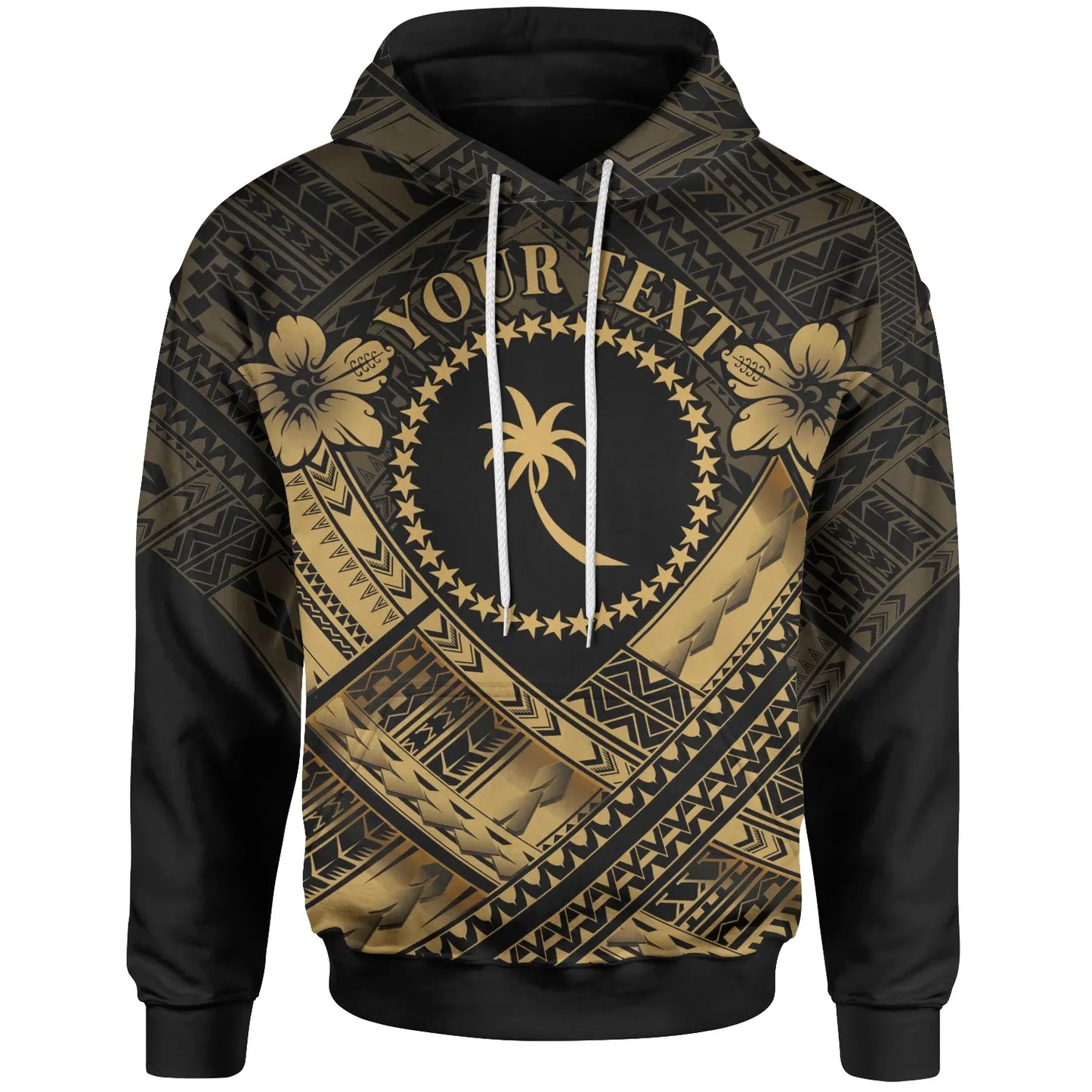 Chuuk Polynesian Custom Personalised Hoodie - Chuuk Gold Seal Camisole Hibiscus Style