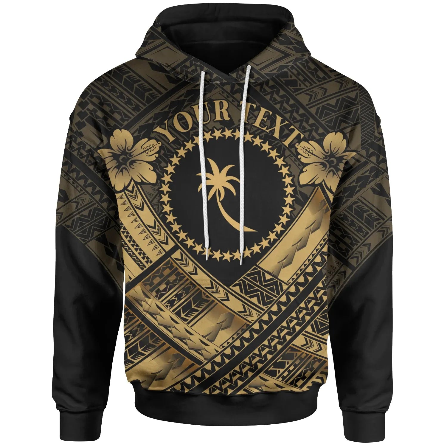 Chuuk Polynesian Custom Personalised Hoodie - Chuuk Gold Seal Camisole Hibiscus Style