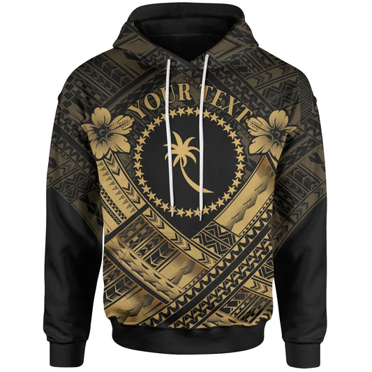 Chuuk Polynesian Custom Personalised Hoodie - Chuuk Gold Seal Camisole Hibiscus Style