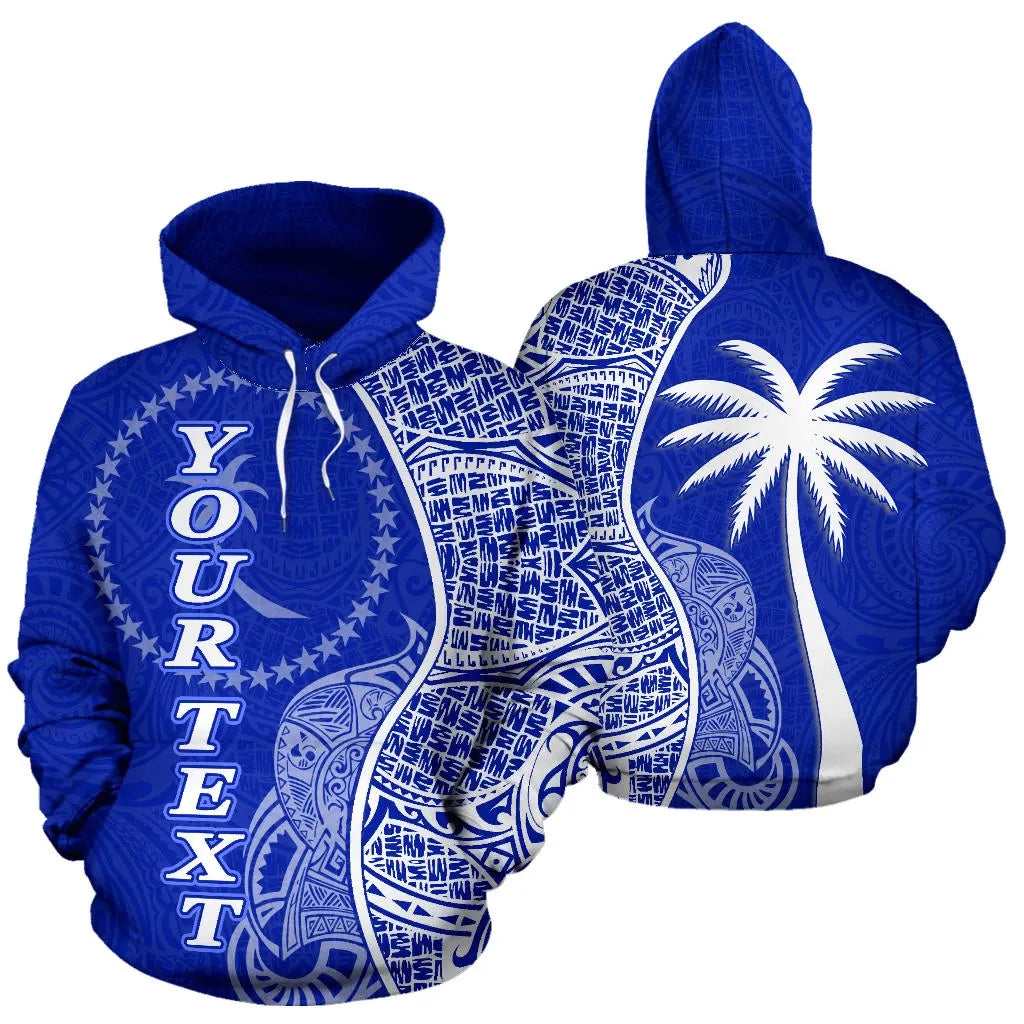 Chuuk Polynesian Custom Personalised Hoodie Coconut Blue