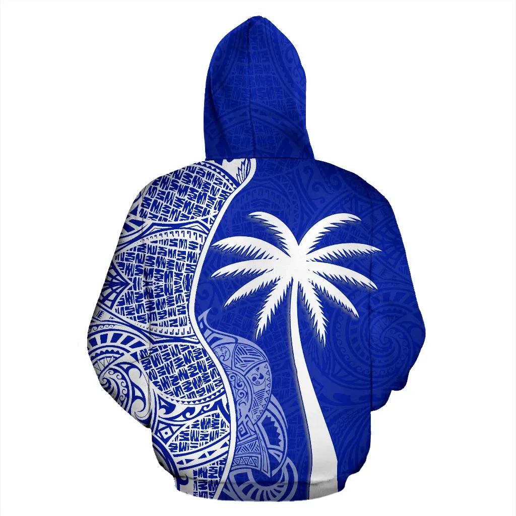 Chuuk Polynesian Custom Personalised Hoodie Coconut Blue