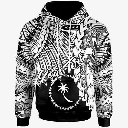 Chuuk Polynesian Custom Personalised Hoodie - Tribal Wave Tattoo White