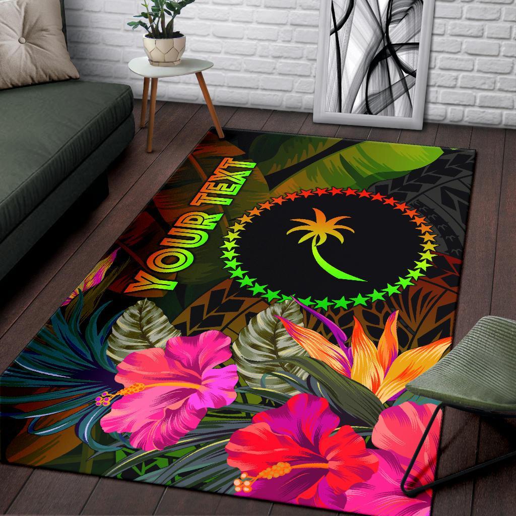 Chuuk Polynesian Personalised Area Rug - Hibiscus and Banana Leaves