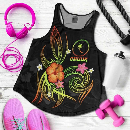Chuuk Polynesian Women Racerback Tank - Legend of Chuuk (Reggae)