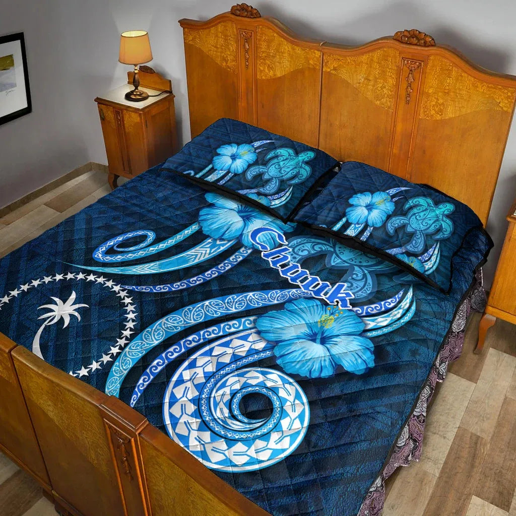 Chuuk Quilt Bed Set - Turtle and Tribal Tattoo Of Polynesian